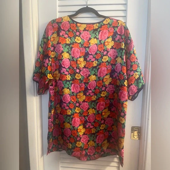Vintage Victoria Secret Gold Label Silky Soft Floral Oversized Night Shirt - Picture 3 of 5